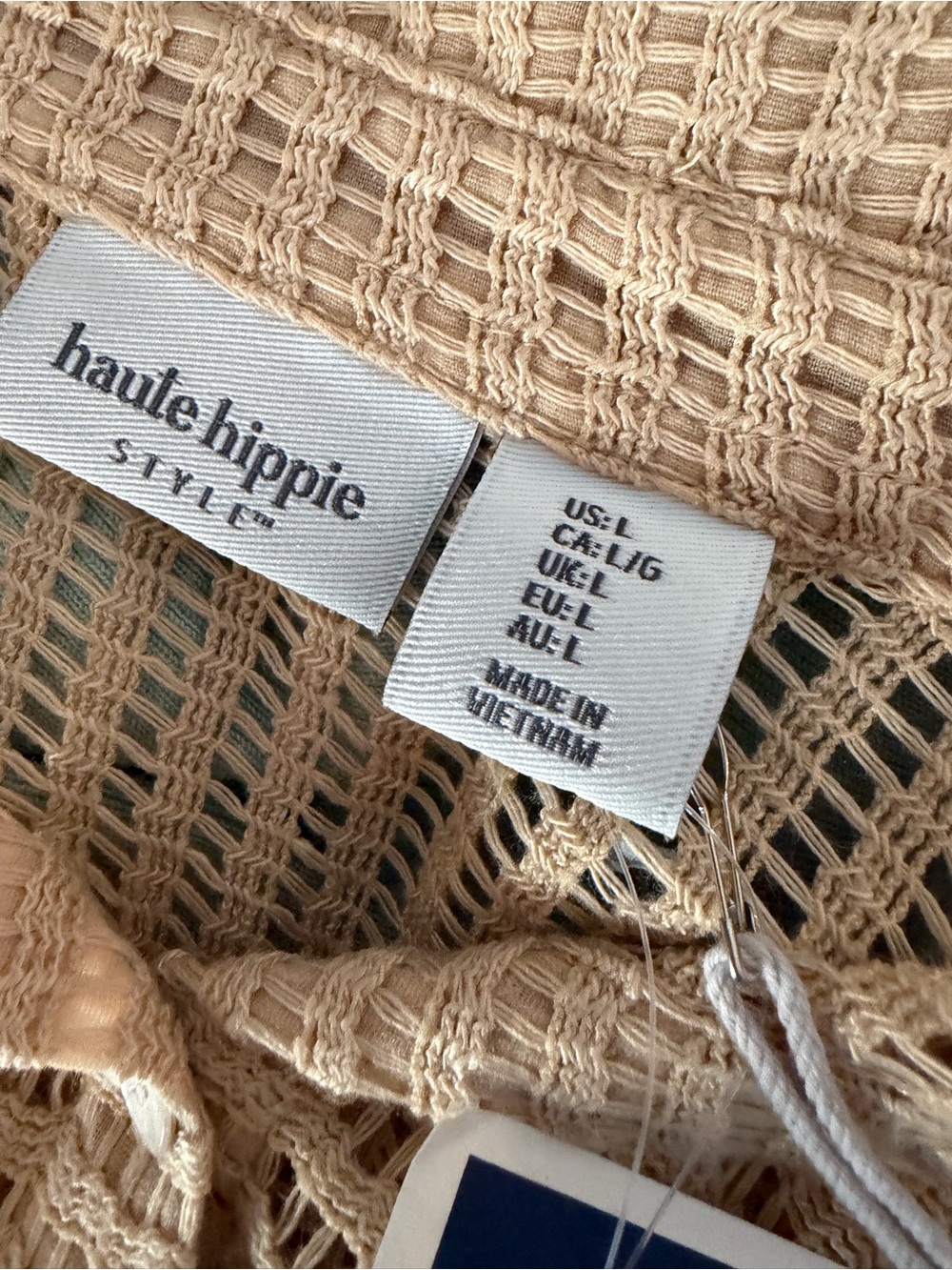Haute Hippie Style Beige Crochet Beach Coverup